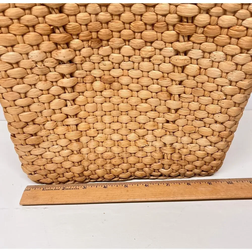 Natural Handwoven Water Hyacinth Straw Rafia Basket with Handles